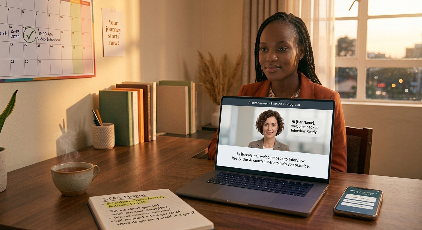AI mock interview practice illustration